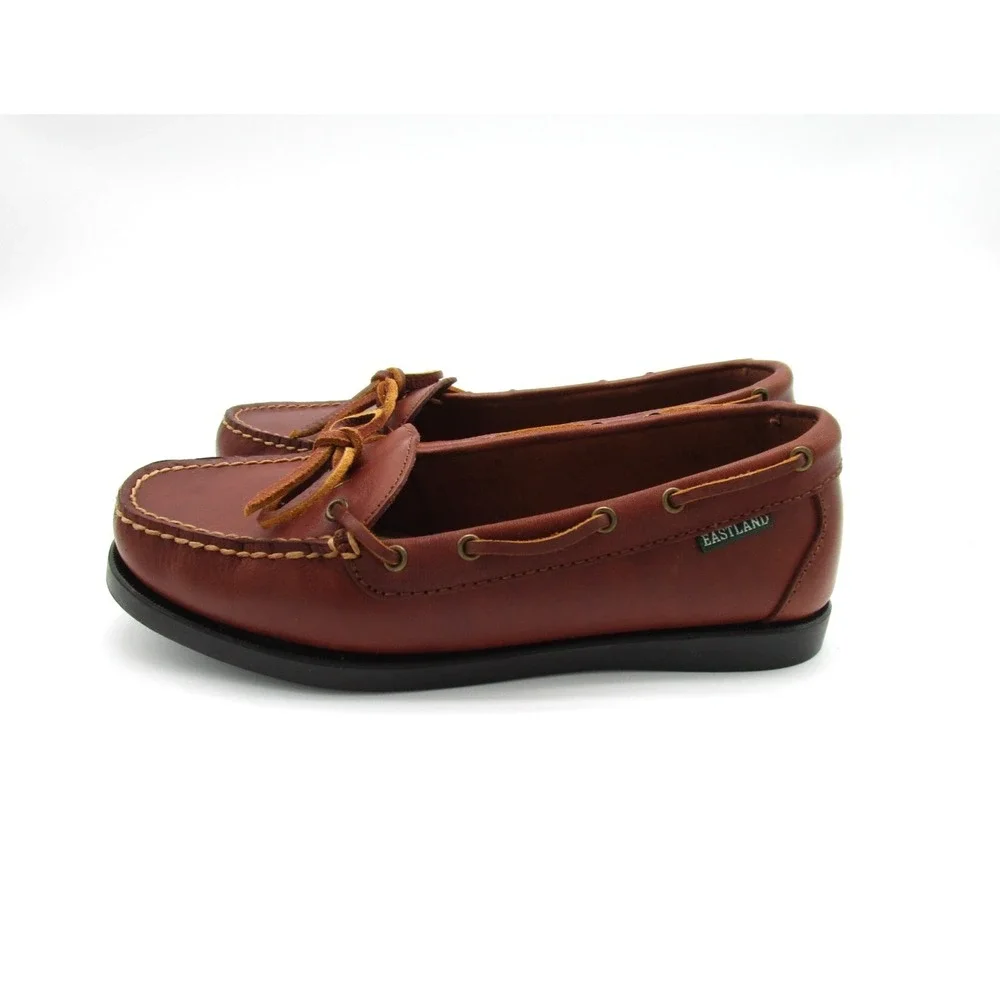 Eastland Yarmouth Brown Leather Boat Shoes Moc Toe Womens 7M
